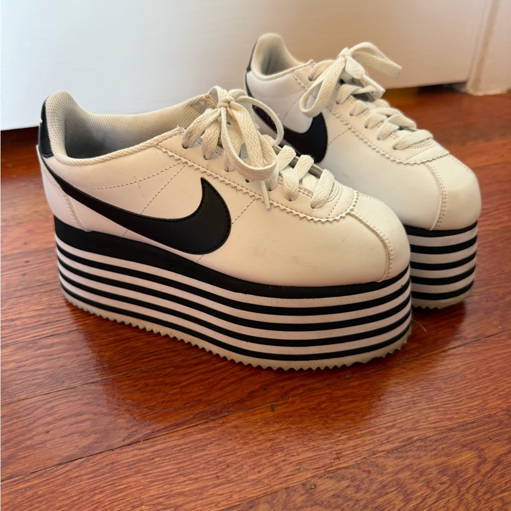 Comme des Garcons White and Black Platform Shoes